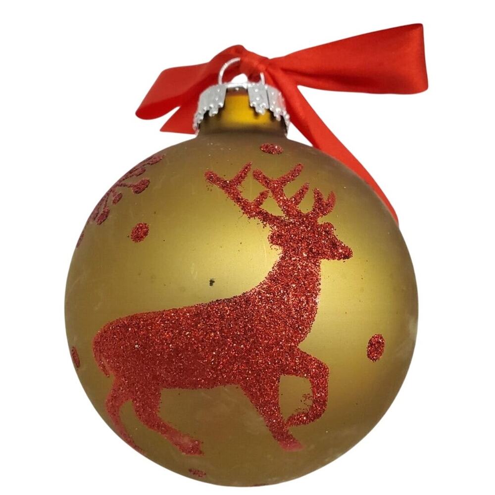 Glass Ornament - Reindeer Theme